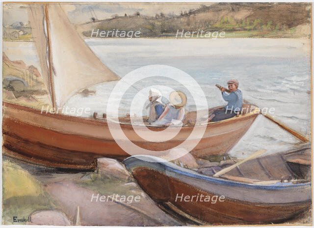 Boats on the shore, 1902. Creator: Magnus Enckell.