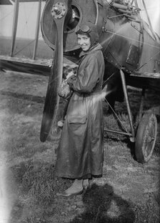 Katherine Stinson with her biplane, between c1915 and c1920. Creator: Bain News Service.