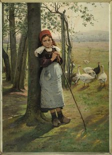 The Goose Girl, ca 1885. Creator: Brozík, Vaclav (1851-1901).
