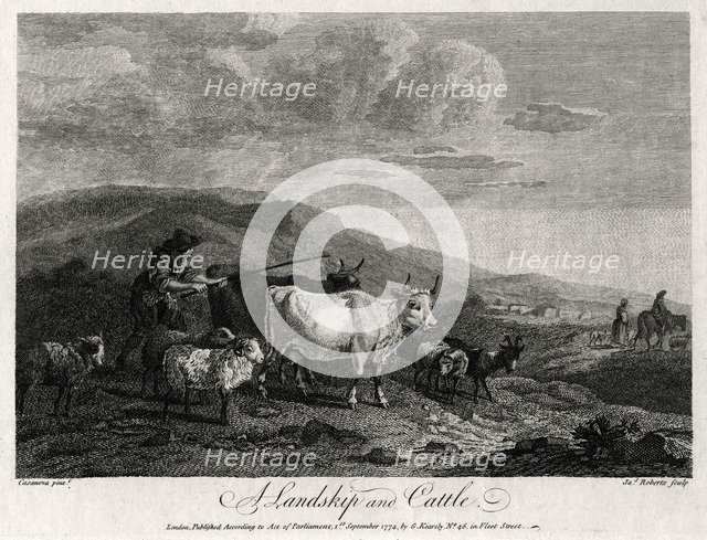 'A Landskip and Cattle', 1774.   Creator: James Roberts.