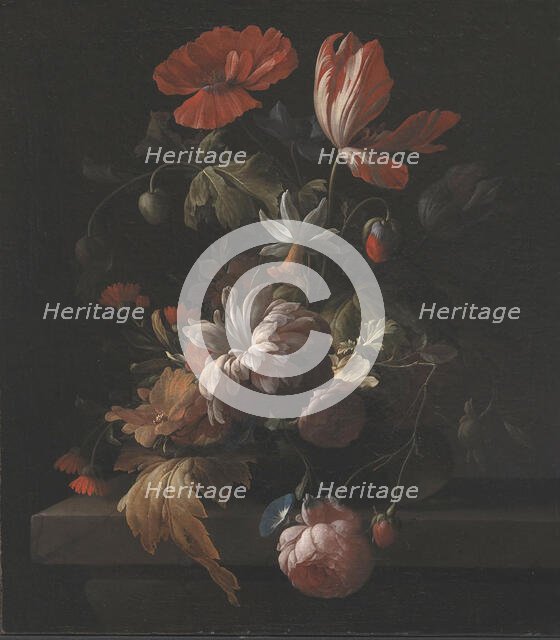 Flowers in a Bowl, 1672-1708. Creator: Elias Van Den Broeck.