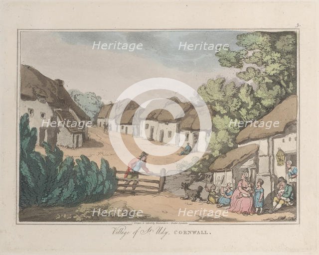 Village of St. Udy, Cornwall, from "Sketches from Nature", 1822., 1822. Creators: Thomas Rowlandson, Joseph Constantine Stadler.