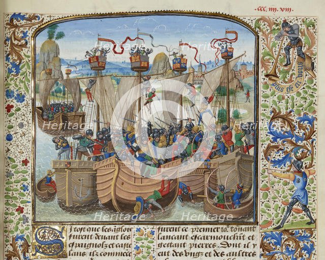 The Battle of La Rochelle, 1372, ca 1470-1475. Creator: Liédet, Loyset (1420-1479).
