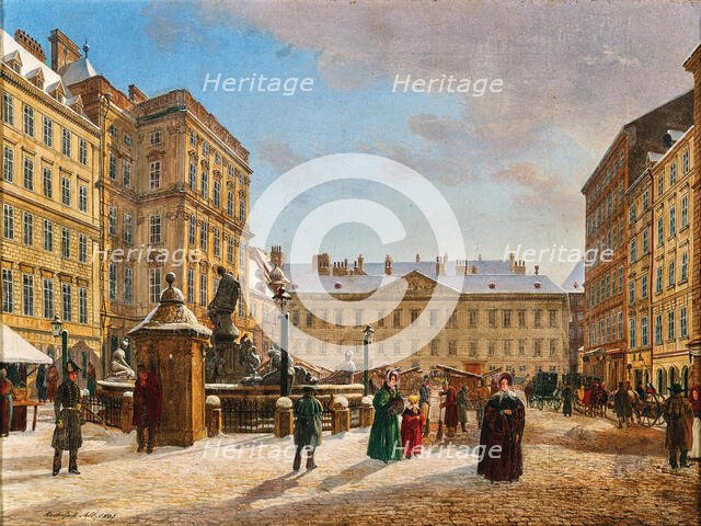 The Neuer Markt in Vienna in winter, 1835. Creator: Alt, Rudolf von (1812-1905).