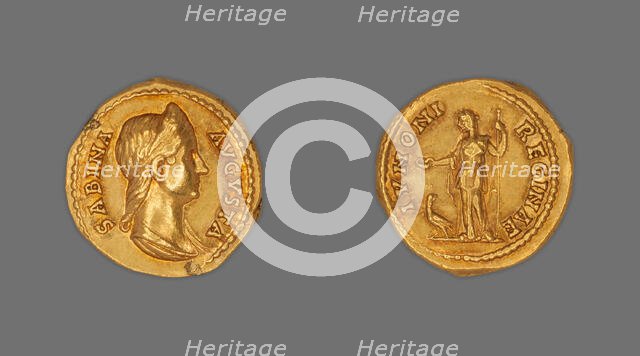 Aureus (Coin) Portraying Empress Sabina, 134, issued by Hadrian. Creator: Unknown.