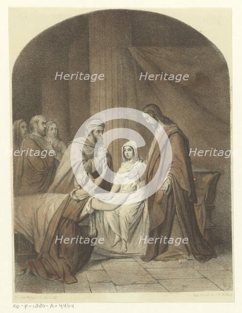 The raising of Jairus' daughter 1847-1849.  Creator: Petrus Theodorus van Wijngaerdt.
