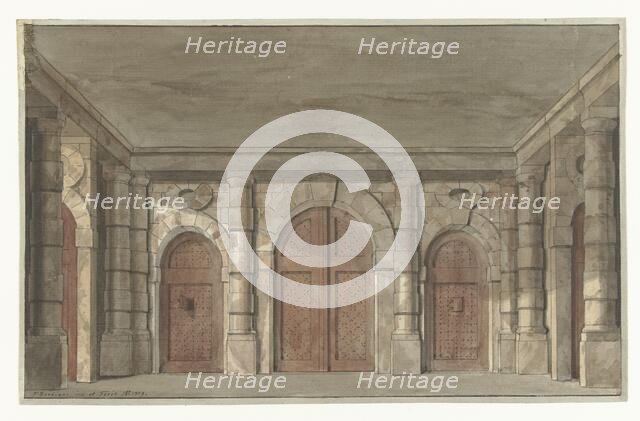 Design for a stage set for a prison vestibule, 1779. Creator: Pieter Barbiers.
