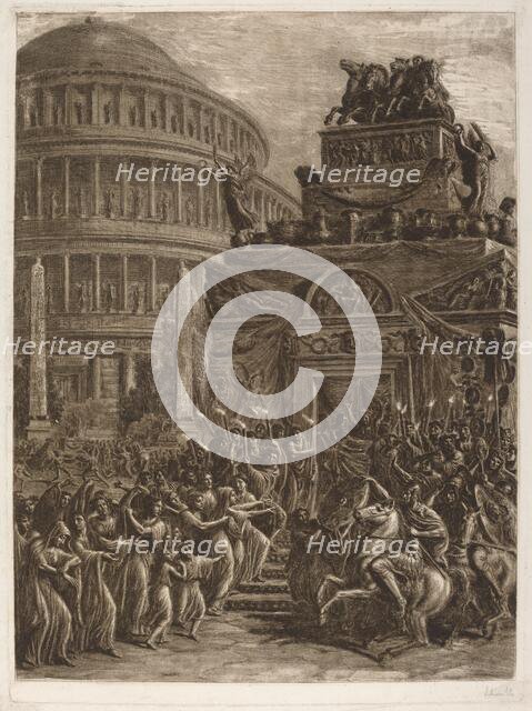 The Body of Hadrian Lying in State next to His Mausoleum, late 18th-early 19th century. Creator: Luigi Ademollo.