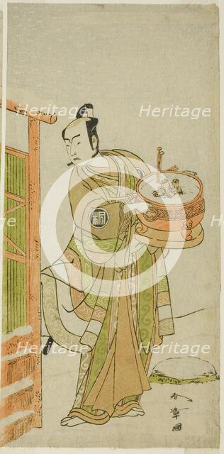 The Actor Arashi Sangoro II as Ito Kuro Disguised as Banta in the Play Izu-goyomi Shibai..., c.1772. Creator: Shunsho.