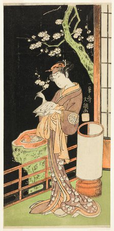 The Actor Segawa Kikunojo II as Oiso no Tora in the Play Soga Moyo Aigo no Wakamatsu..., c.1769. Creator: Ippitsusai Buncho.