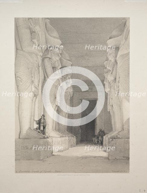 Egypt and Nubia: Volume I - No. 9, Excavated Temple of Gyrshe, Nubia, 1838. Creator: Louis Haghe (British, 1806-1885).