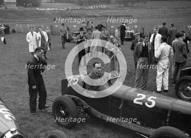 ERA at Crystal Palace motor racing circuit, 1938 or 1939. Artist: Bill Brunell.