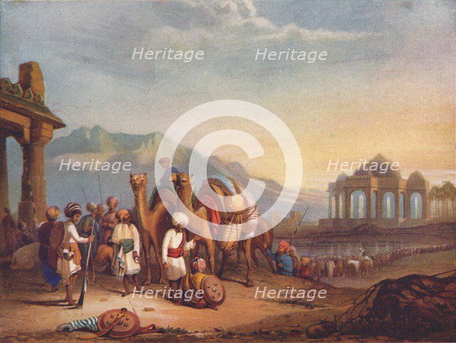 'Travellers with Escort in the Ancient Province of Kattywar', 1908. Artist: Unknown.