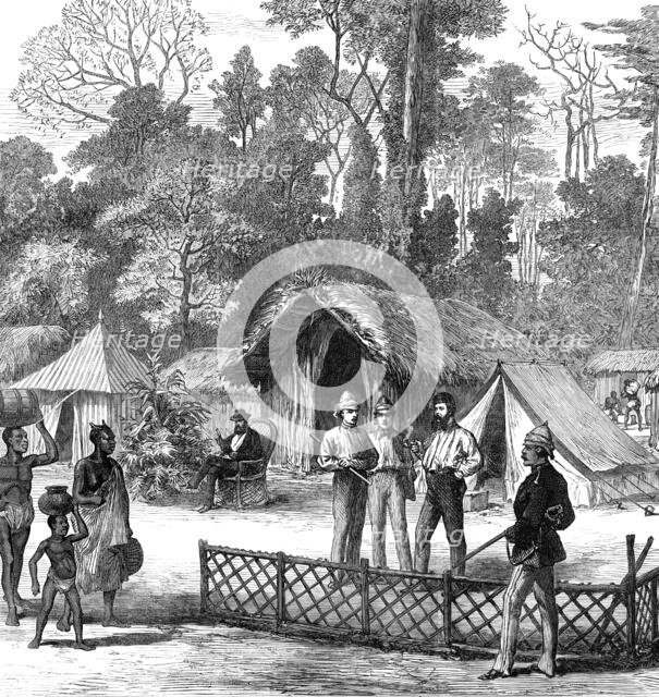The Ashantee War: newspaper correspondents' quarters in the camp at Prah-Su, 1874. Creator: Unknown.