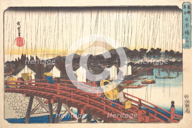 Sunshower at Nihonbashi, 1833-34., 1833-34. Creator: Ando Hiroshige.