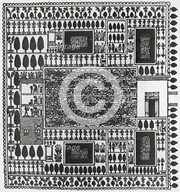 Reproduction of print showing Egyptian garden plan, between 1915 and 1925. Creator: Frances Benjamin Johnston.