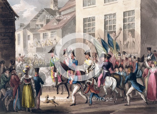 'Entrance of the Allies into Paris, March 31st 1814', 1815. Artist: Thomas Sutherland