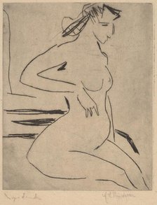 Female Nude Seated, 1909. Creator: Ernst Kirchner.