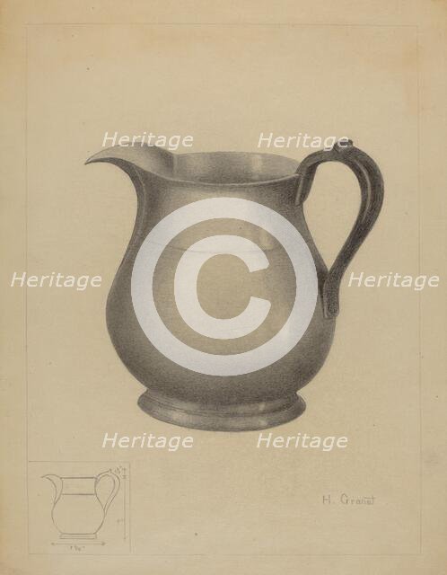 Pewter Pitcher, c. 1936. Creator: Henry Granet.