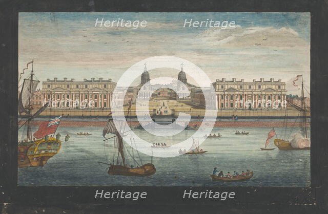 View of Greenwich Hospital on the River Thames at Greenwich, 1751. Creator: John June.