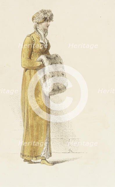 Fashion Plate (Promenade Dress), 1814. Creator: Rudolph Ackermann.