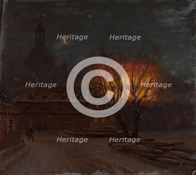 Winter Evening in Dresden, 1845. Creator: Knud Baade.