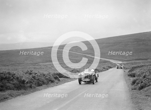 EC Haesendonck's MG PB competing at the MCC Torquay Rally, July 1937. Artist: Bill Brunell.