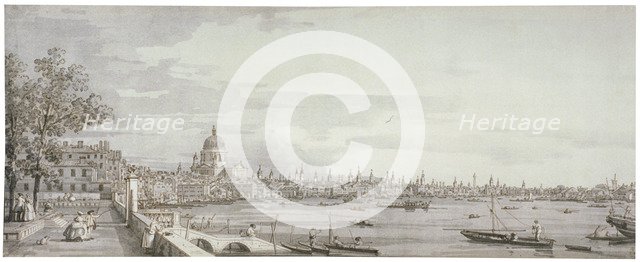 View of the River Thames, London, c1750. Artist: Canaletto