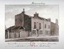 View of houses on the south side of Snowsfields, Bermondsey, London, 1828. Artist: John Chessell Buckler
