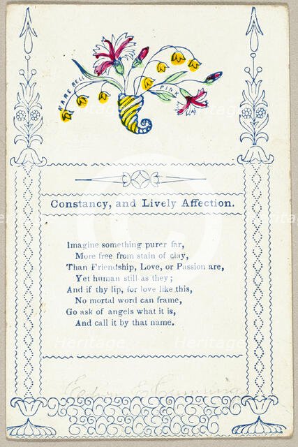 Constancy and Lively Affection (valentine), 1860/69. Creator: Unknown.