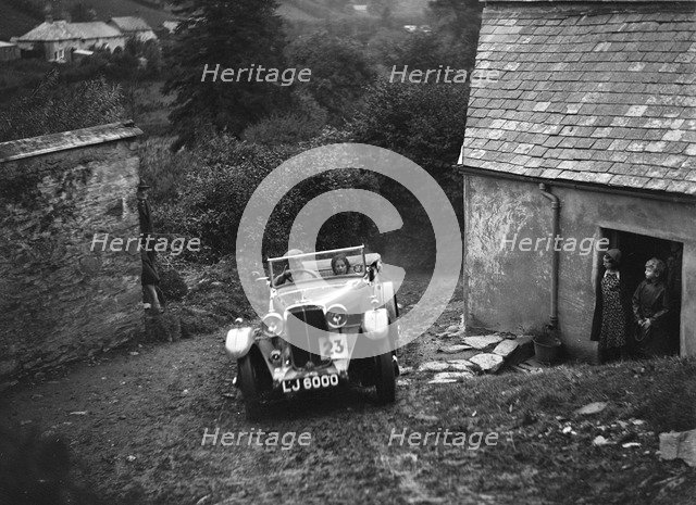 Standard of JG Tice competing in the JCC Lynton Trial, 1932. Artist: Bill Brunell.