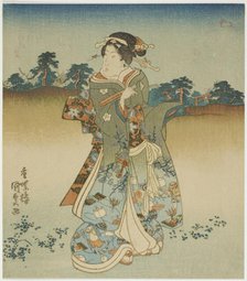 Woman on her way to visit a shrine, early 1830s. Creator: Utagawa Kunisada.