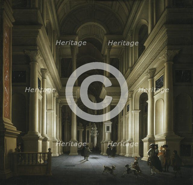 Interior of a Church at Night, 1660. Creator: Anthonie De Lorme.