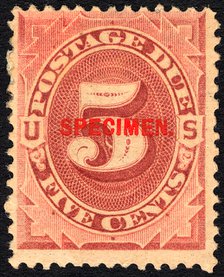 5c Postage Due specimen overprint single, 1884. Creator: Unknown.