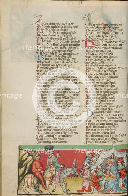 Balaam Blessing the People of Israel; Weltchronik, about 1400-1410. Creator: Unknown.