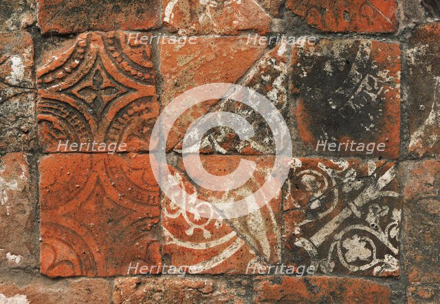 Medieval tiles, Wenlock Priory, Much Wenlock, Shropshire, 2017. Creator: James O Davies.