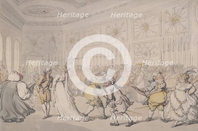 Courtiers passing through the Guard Chamber, St James's Palace, London, c1808. Artist: Thomas Rowlandson