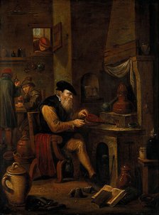 An alchemist in his laboratory, c1680s. Creator: Follower of David Teniers the younger.