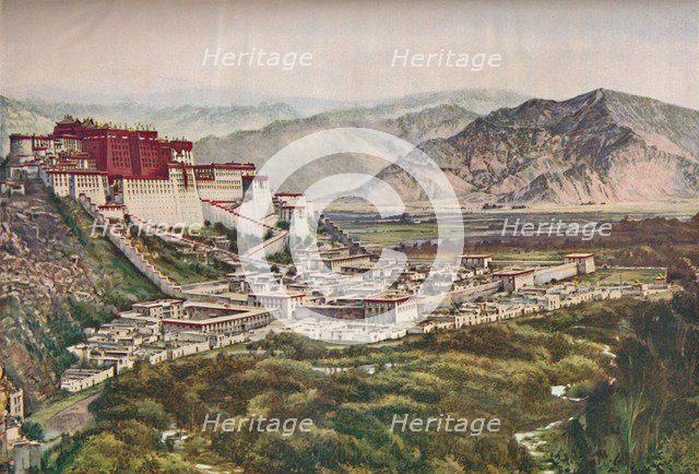 'Frowning Cliffs of Lihasa's Red-Walled Palace Set Perfectly On Its Hill', c1935. Artist: ENA.