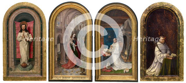 Diptych of Christiaan de Hondt, Abbot at Ten Duinen, 1499. Creator: Master of 1499.