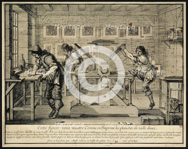 Workshop of an Engraver, 1642. Artist: Bosse, Abraham (1602-1676)