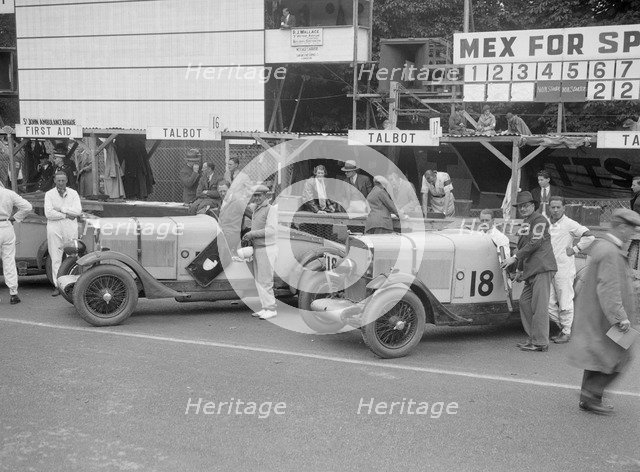 Two Talbot 90s in the pits at the Irish Grand Prix, Phoenix Park, Dublin, 1930. Artist: Bill Brunell.