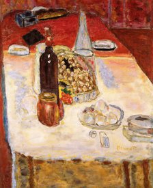 Still Life with Bottle of Red Wine  , 1942. Creator: Bonnard, Pierre (1867-1947).