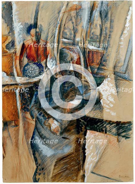 Interior with two female figures, 1916. Creator: Boccioni, Umberto (1882-1916).