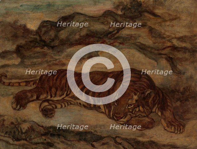 Tiger in Repose, ca. 1850-65. Creator: Antoine-Louis Barye.
