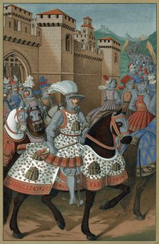 Louis XII, King of France, riding out with his army to chastise the city of Genoa, 24 April 1507. Artist: Unknown