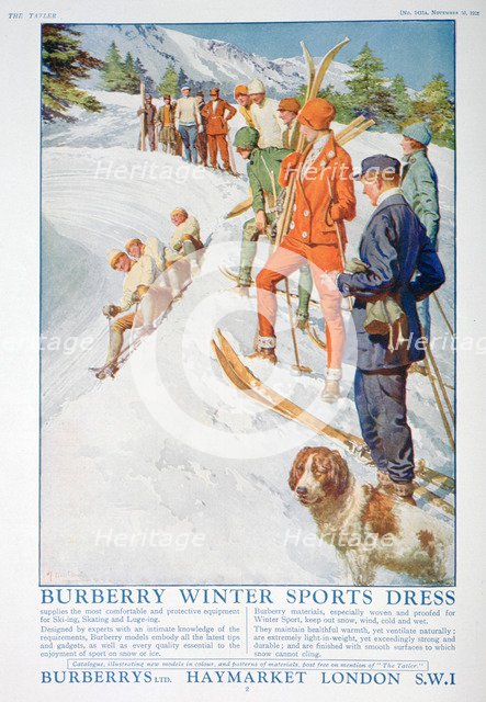 Advert for Burberry winter sports dress, 1928. Artist: Unknown