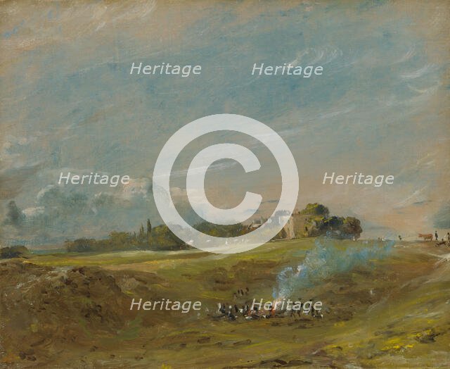 Hampstead Heath, with a Bonfire, ca. 1822. Creator: John Constable.