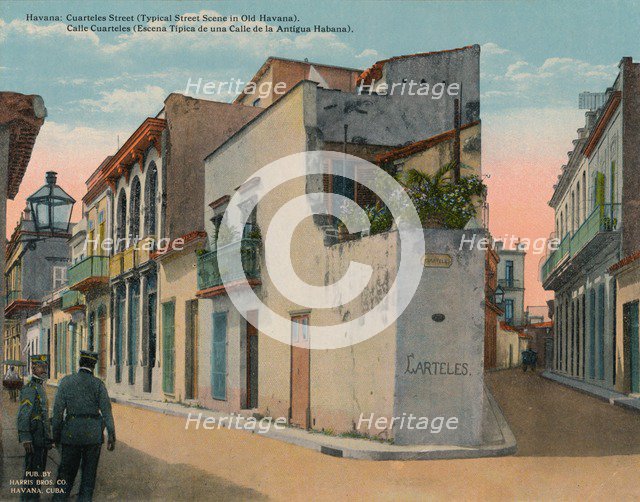 Calle Cuarteles, typical street scene in Old Havana, Cuba, c1920. Artist: Unknown.