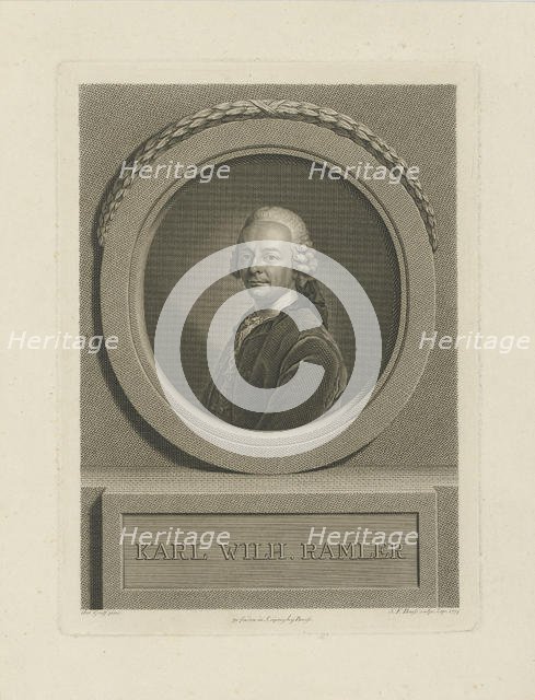 Portrait of Karl Wilhelm Ramler (1725-1798) , 1774. Creator: Bause, Johann Friedrich (1738-1814).